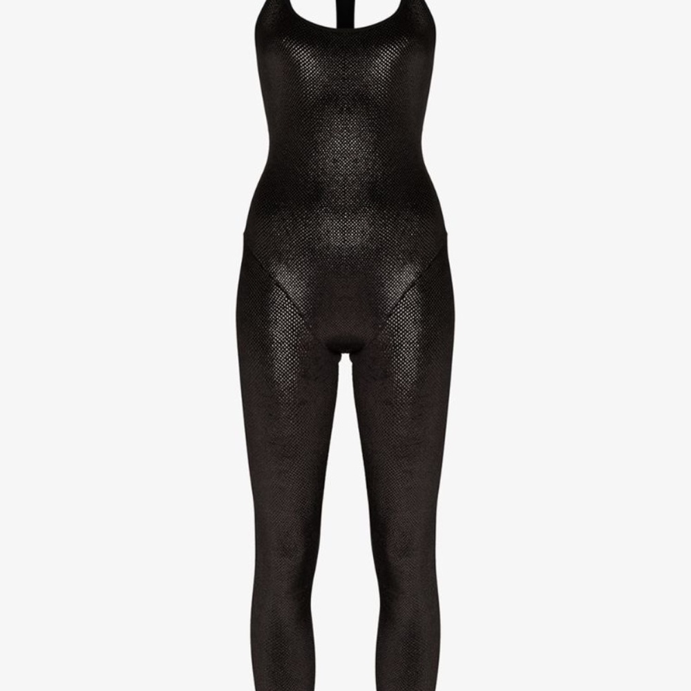 ADAM SELMAN SPORT L black  catsuit velvet open back NWT